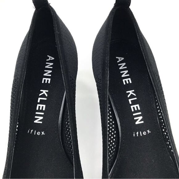 Anne Klein iflex REBECCA Black Perforated Mesh Slip On Pointed Toe Comfort Heels - Picture 8 of 16